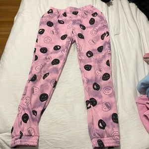 Smiley sweatpants tie dye